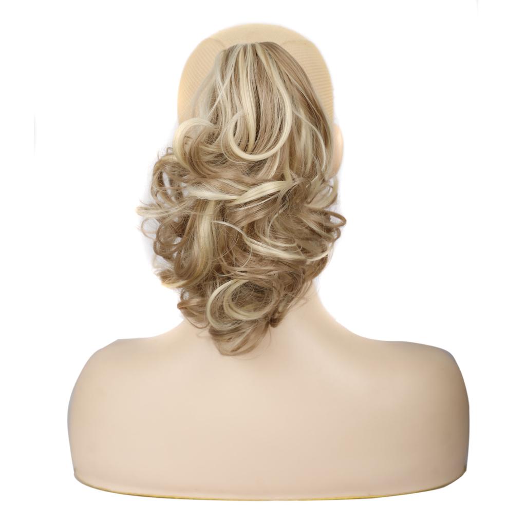 Women's 12-Inch Claw Clip Synthetic Hair Wig with Natural Fluffy Wave Curly High Temperature Chemical Fiber Pre-Bonded Nail Type