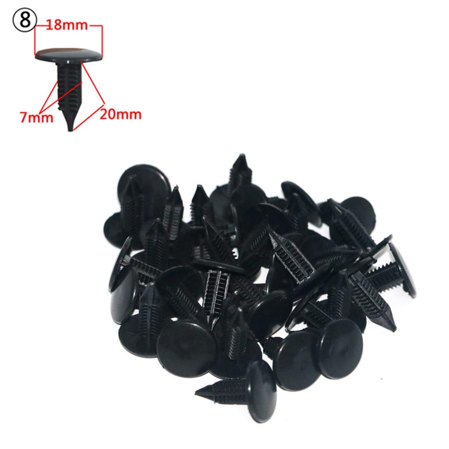 100 ks Smíšené Plastové Klipy Blatníku Auta Dveřní Nýty Zatlačovací Spojky Univerzální