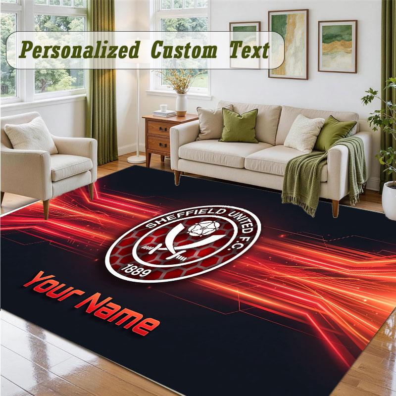 Crystal Velvet Square Rug Custom NameSheffield United FC Pattern Non Slip Home Floor Decor Rug