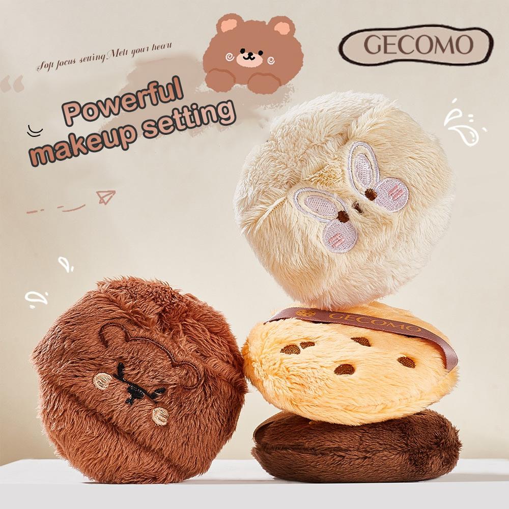 GECOMO Bear Long Velvet Powder Puff No Powder Blush Setting Flocking Powder Puff Plush Air Cushion