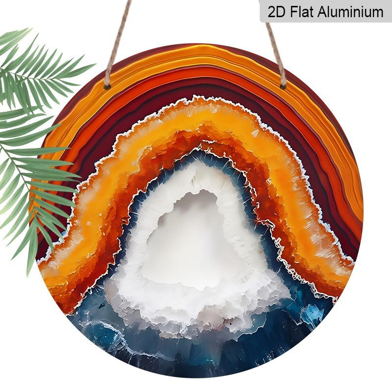 

2D Flat, Retro Aluminum Wall Decoration, Available in Various Sizes, Premium Mineral Facets, Orange Arched Design. Suitable for Indoor and Outdoor 20*20cm
