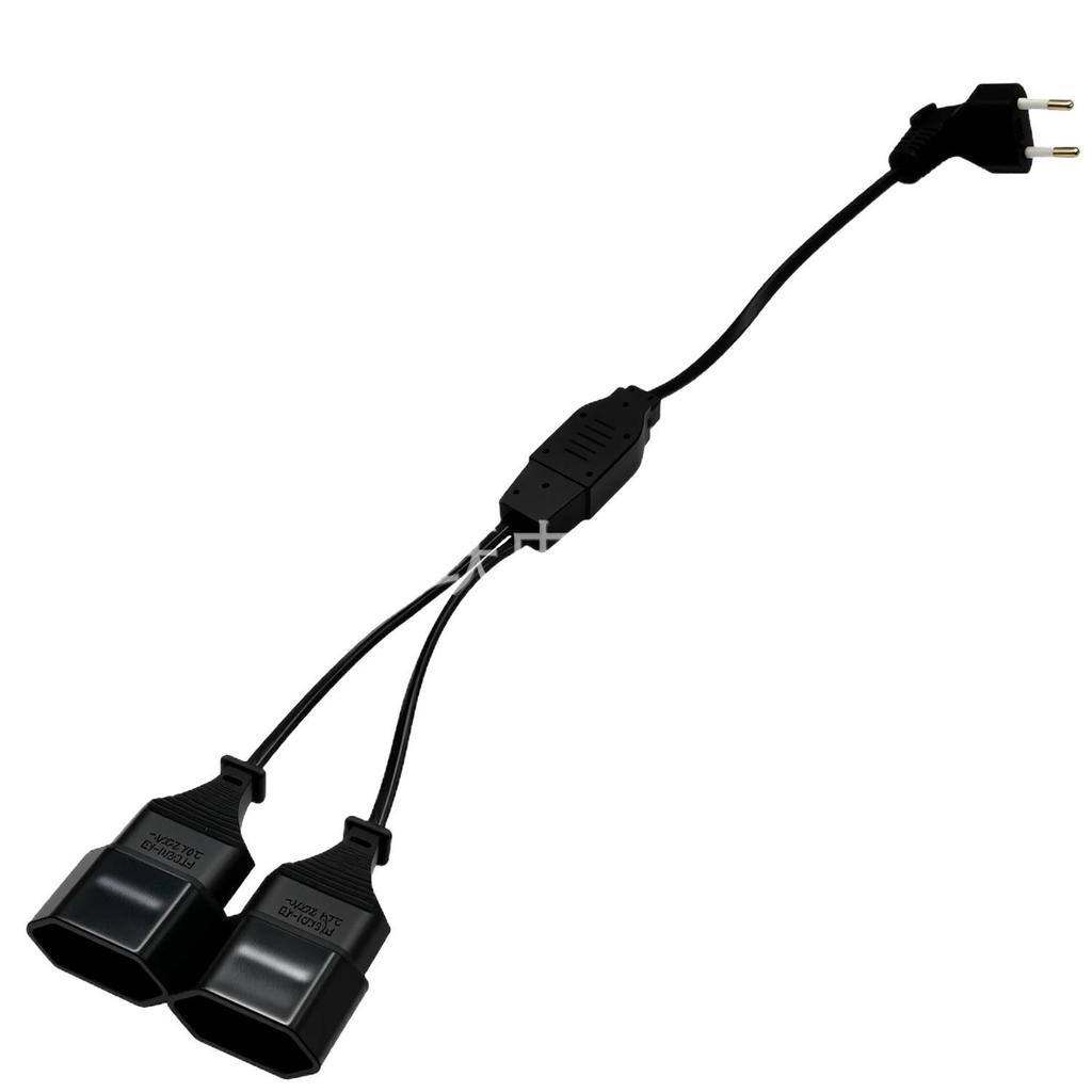 40cm EU Standard 2-Pin Male/Female Plug Cord, One-to-Two Extension, Pure Copper, Two-Core, 0.75mm²