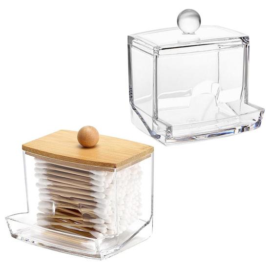 Cotton Swab Storage Box Transparent with Lid Dustproof Square Thickened Large Capacity Lightweight Space-saving Home Dorm Cotton Swab Dental