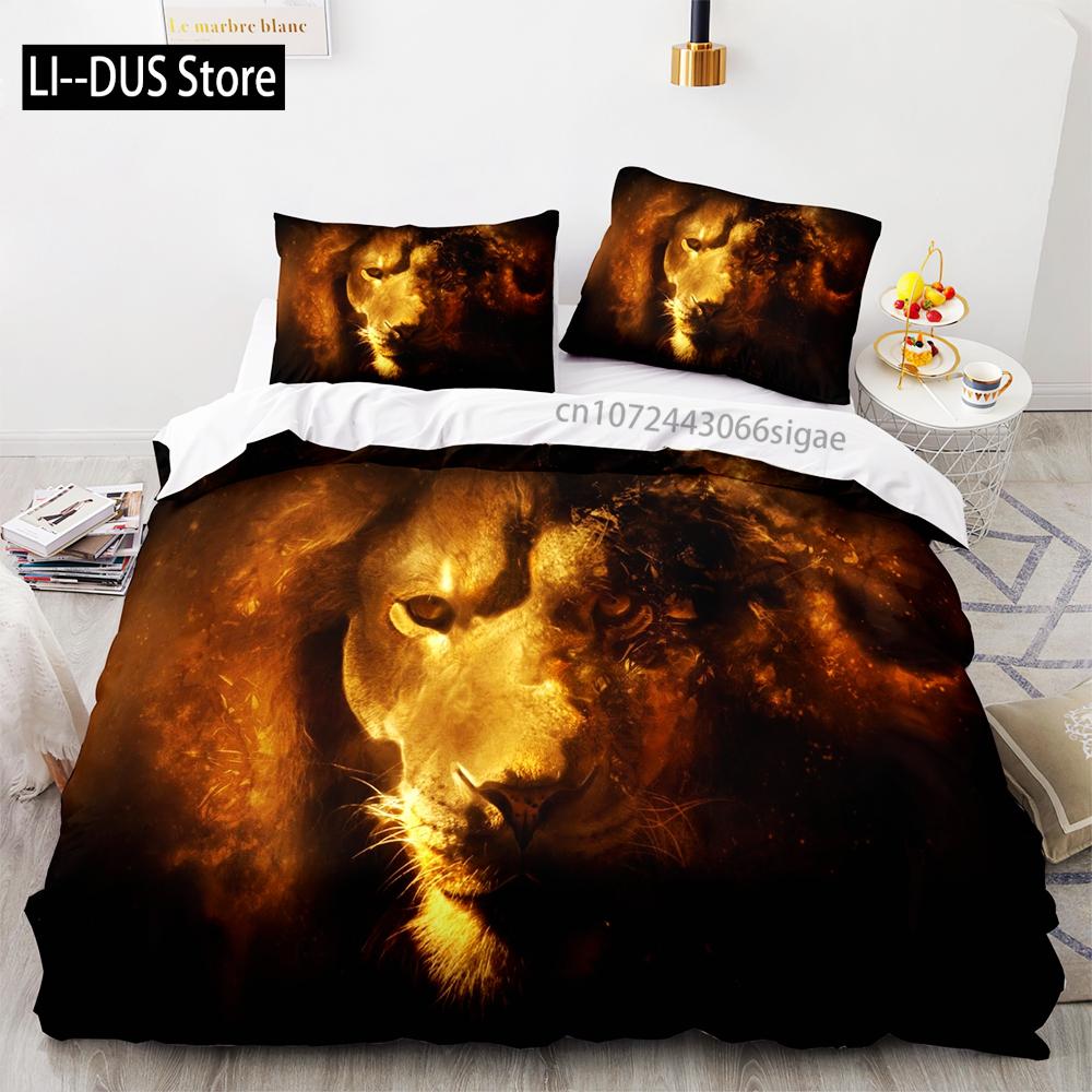

Comforter Beast Lion Bedding Set Single Twin Full Queen King Size Animal Bed Set Aldult Kid Bedroom s 3D Print 039 Comforter (quilt)-EU Single(135*200cm)3pcs