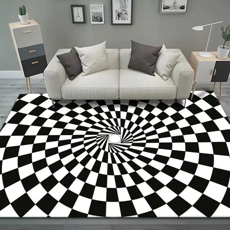 Living Room Carpet Creative 3D Visual Vortex Trap Mat Bedroom Dirt Resistant Wear-resistant Anti Slip Rug Home Decoration
