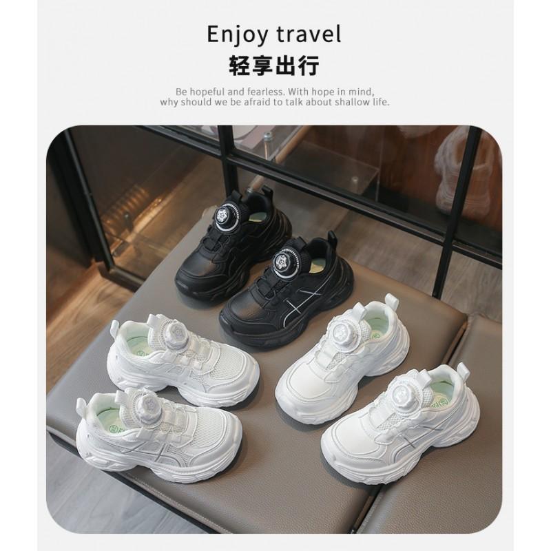 Kids Breathable Mesh Running Shoes With Rotating Buckle Lightweight Comfortable School Daily Wear
