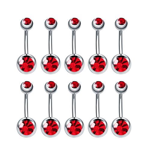 10Pcs Stainless Steel Belly Button Piercings Navel Earrings Gemed Goth Belly Rings Piercing Ombligo Punk Body Jewelry Women Men
