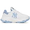 New MLB New York Yankees Anti Slip Wear Resistant Low Top Chunky Sneakers Unisex White Blue 3ASHD045N-50BLS