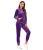 Damen Winter Warm Samt Stretch Lounge Jacke Oberteil und Hose Set mit Reißverschluss Sport Trainingsanzug Herbst Sportbekleidung