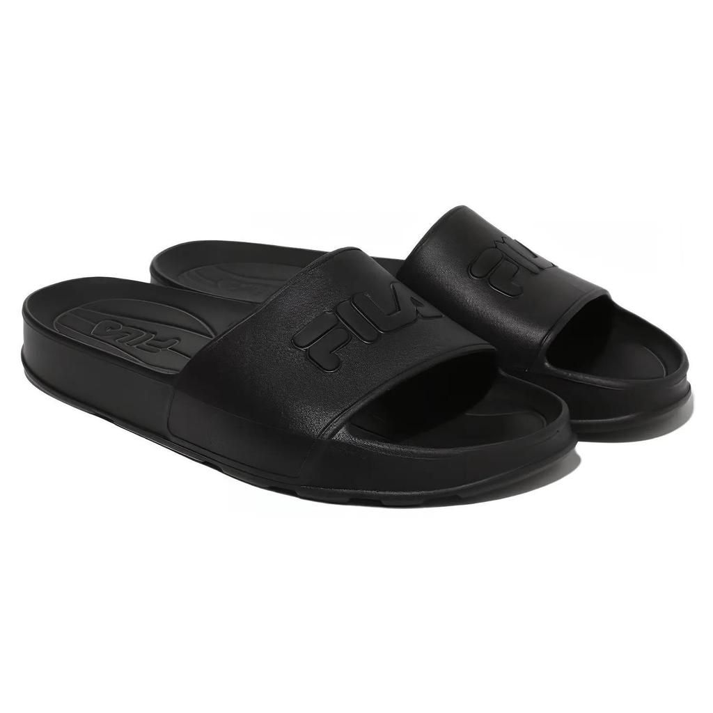 FILA Slick Slide Rubber Sole Slide Slippers Unisex Black Korean Style (Unisex) Slide Slippers 1SM01971F 001