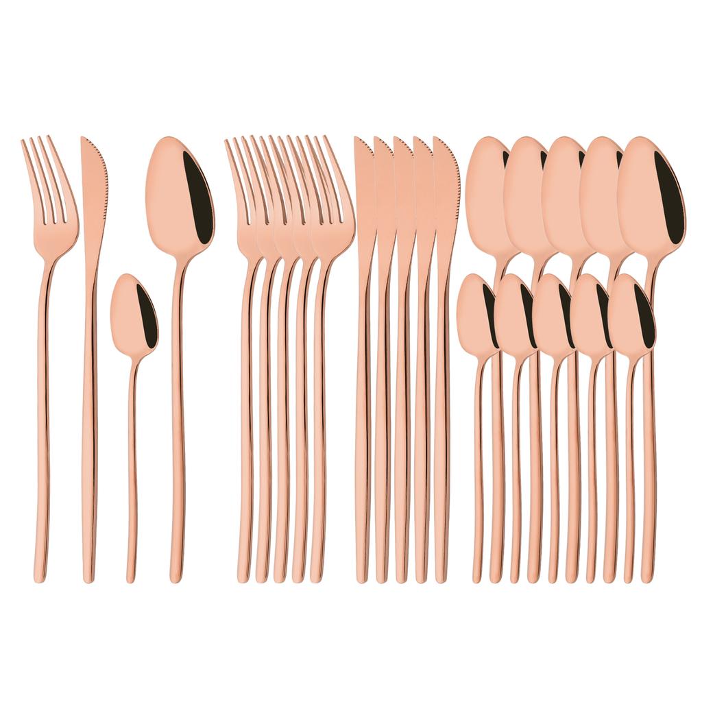 Rainbow 18/10 Stainless Steel Dinnerware Set Kitchen Flatware Tableware Sets Knife Fork Spoon Tea Spoon Cutlery Set Service for 6