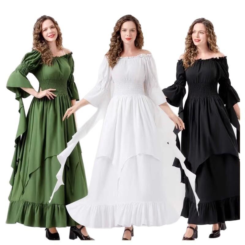Historical Festival Dress With Flared Sleeves For Cultural And Themed Events