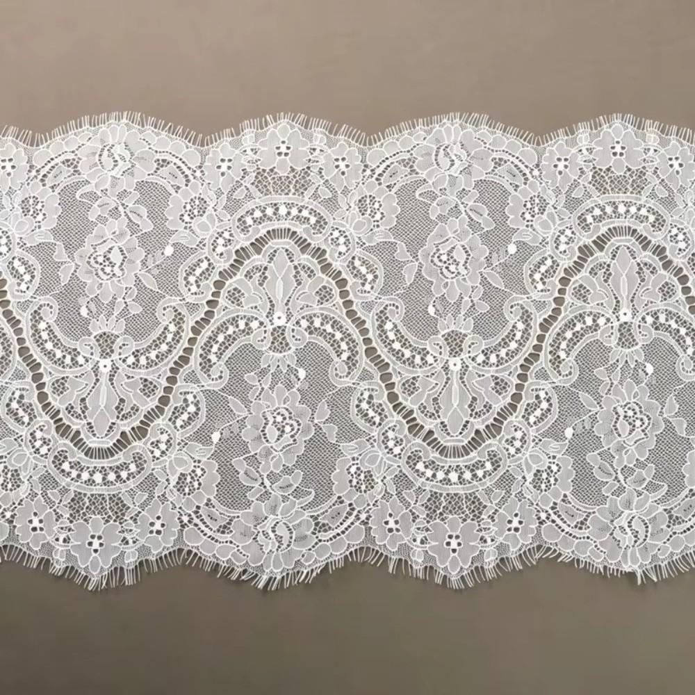 Decorative 27cm Wide Lace Trim 3 Meters Length Floral Design Eyelash Lace Sewing Trim Scalloped Edge Scalloped Lace Dress Making