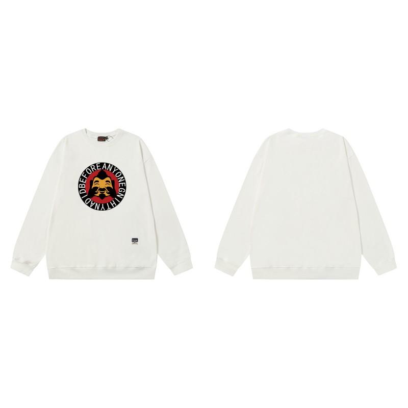 EV God Fortune M Buddha Head Print Crewneck Sweatshirt Loose Fit Men Women Casual Top