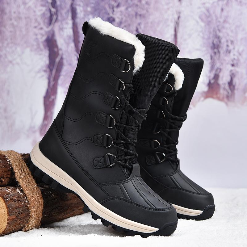 Schneestiefel Herren Herren High Top Schneestiefel Wasserdicht - Slip On Winter Sportschuhe Ohne Schnürsenkel Gepolsterte Wanderschuhe