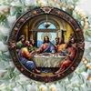 Tin Painting Jesus Last Supper Wall Hanging Sign Retro Farmhouse Decor Aged Appearance