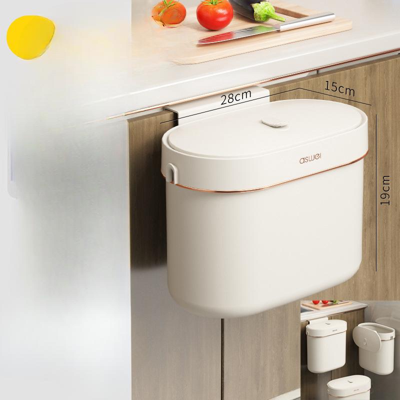 Настенный мусорный бак для дома кухонный туалет туалет с крышкой кухонная корзина для бумаг ведро для хранения small 7L белыйзолотой 1784₽