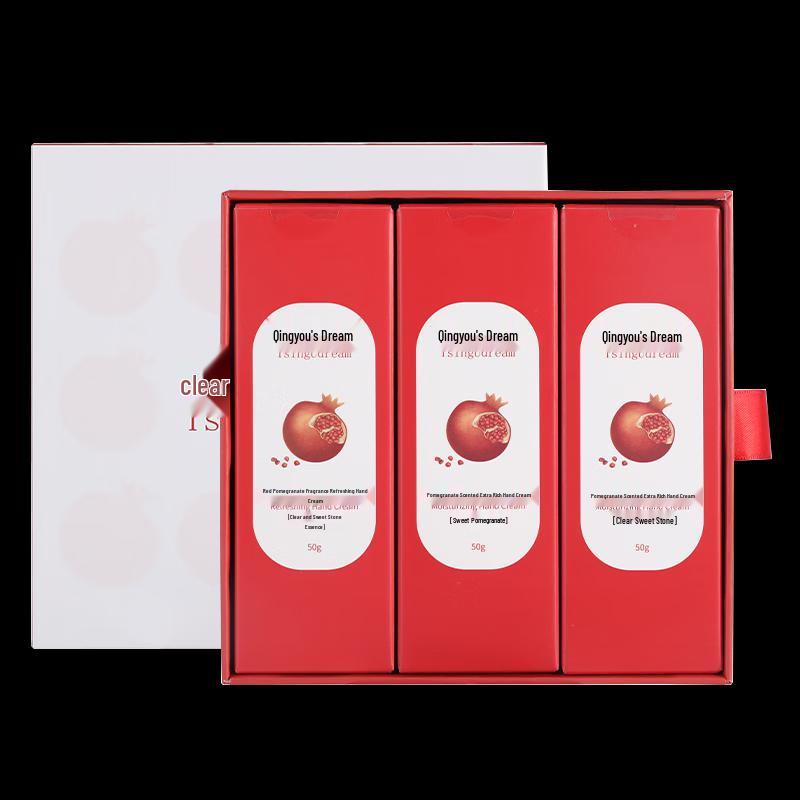 QingYouZhiMeng Red Pomegranate Scented Hand Cream Set