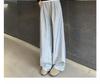 145cm Petite Women's Flocked Heart High-Waisted Wide-Leg Pants - Spring/Summer Casual Floor-Length Straight-Leg.