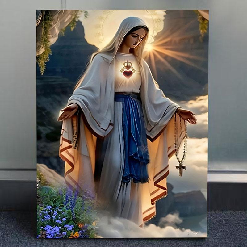 1pc Vintage Virgin Mary and Jesus Canvas Christian Faith Poster Home Wall Art, Vintage Living Room Kitchen Bathroom Decor