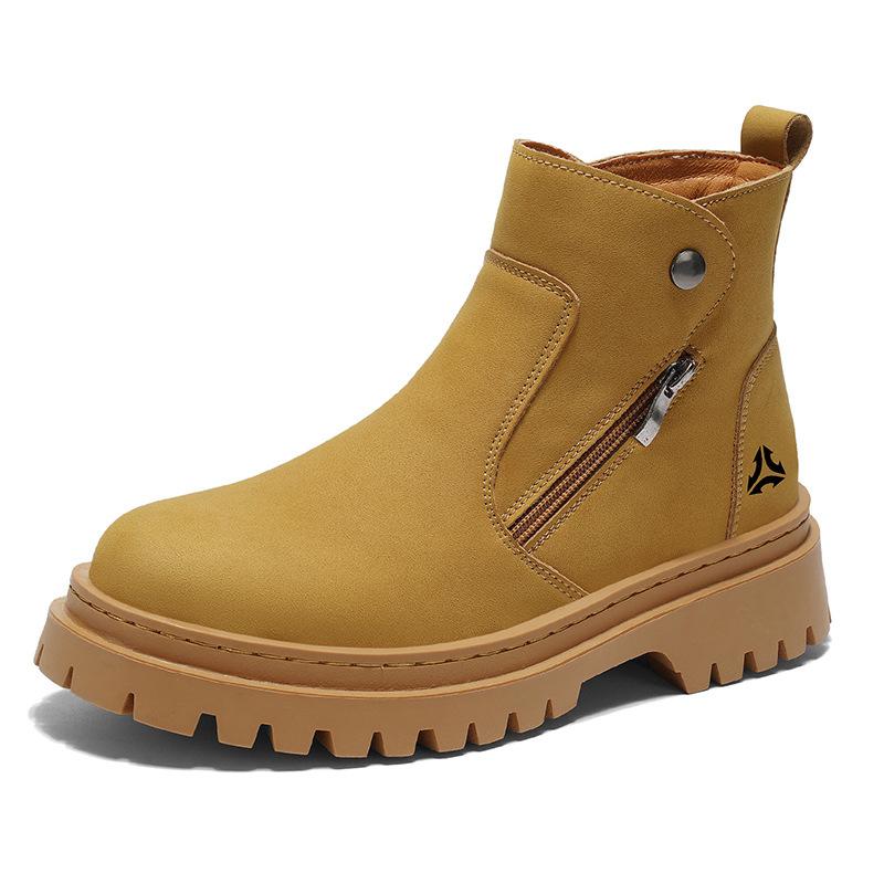 

Модная мужская обувь Осень 2025 Мужские ботильоны Высокие берцы Боковая молния Повседневная обувь Уличные ботинки челси Мужская мотоциклетная обувь 44