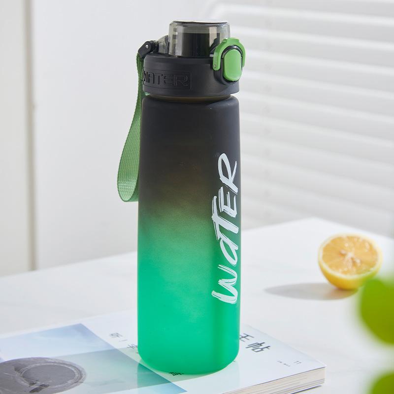 Water bottle gradual change frosted water cup direct drinking plastic cup portable portable bouncing cup lid outdoor fitness sports kettle water cup