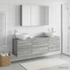 Bathroom Furniture Set 4 Pcs Grey Sonoma Engineered Wood and Glass
