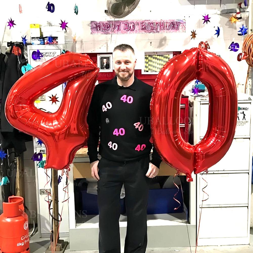 Red Number Birthday Balloons 16Inch 40Inch Large Red Number Foil Balloons for Birthday Anniversary Christmas Party Decor Favor