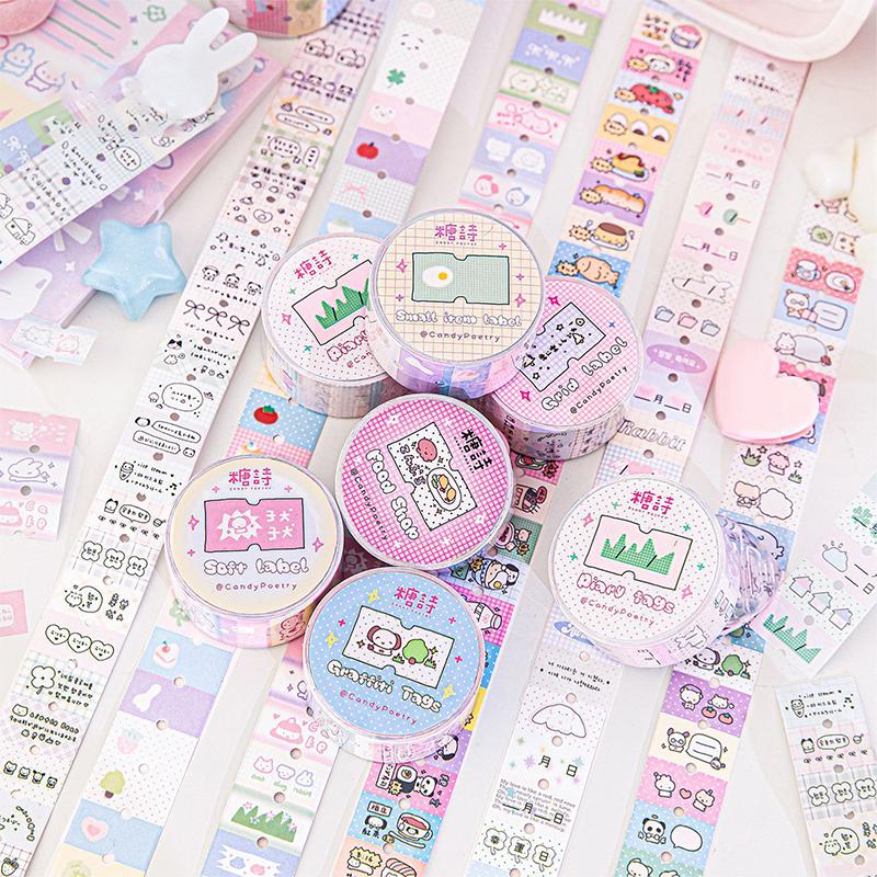 Creative Coated Paper Tag Material Film Cutting Tape Cute Graffiti Hand Account Decorative Tape Cartoon Waterproof Stickers