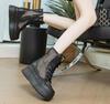 Mode Top-Qualität 8,5 cm Mesh Atmungsaktive Motorrad-Stiefeletten Lackschuhe Damen Hollow Boots Frau Mode Sandalen Sommer