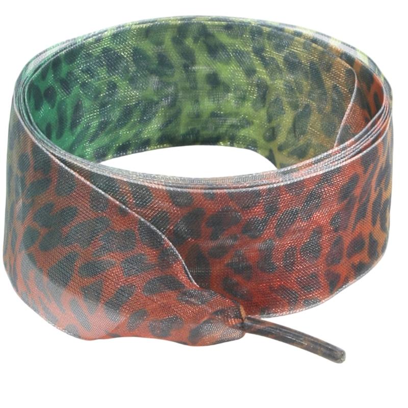 Leopard Print Sheer Shoe Laces 2.5cmX120cm Wide Flat Shoelaces Anti Slip Sneakers Shoe Lace Replacement For Men Women