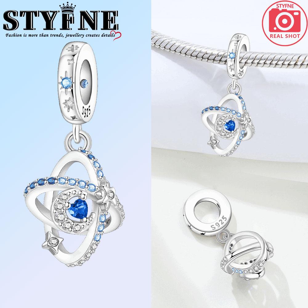 Měděné modré sněhové vločky měsíc objímající medvědi přívěsky korálky pasují na originální náramek náhrdelník jemné šperky ženy DIY dárky