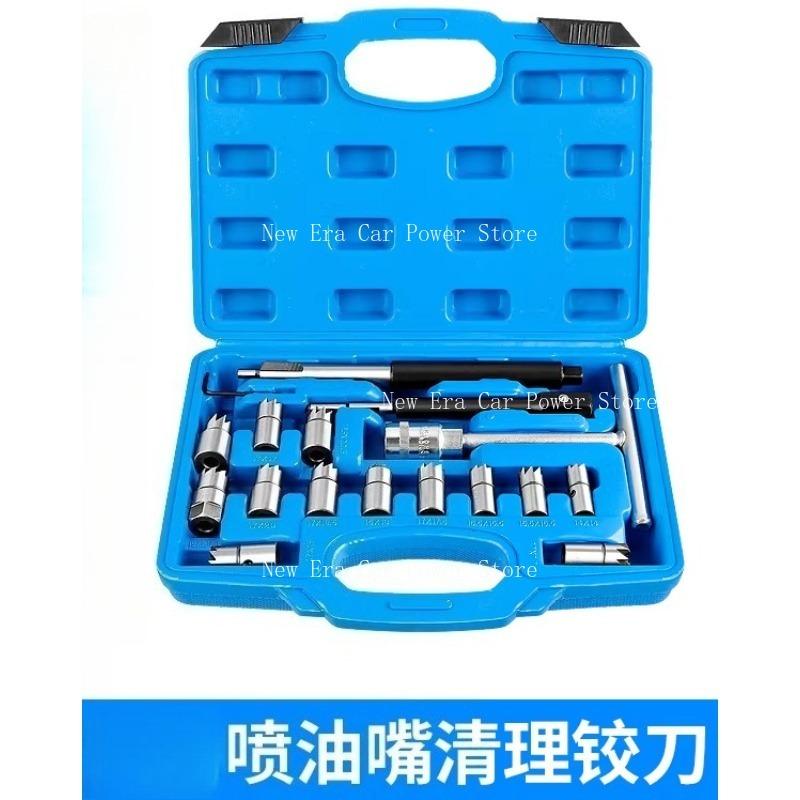 17PCS Fuel Injector Cleaning & Repair Tool Kit, Valve Seat Reamer Set for Car