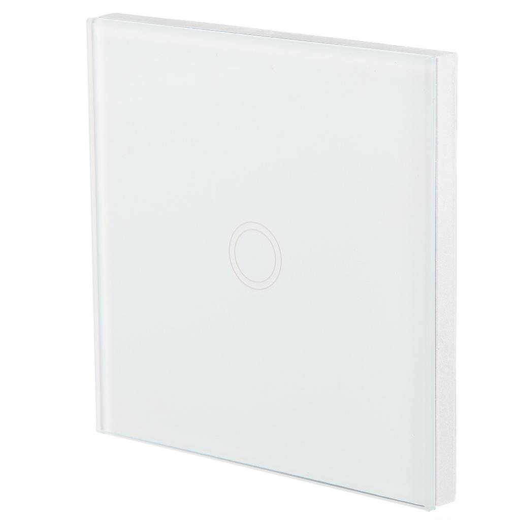 1 Way Tempered Glass Panel Smart Touch   with Wireless Remote Control (White)