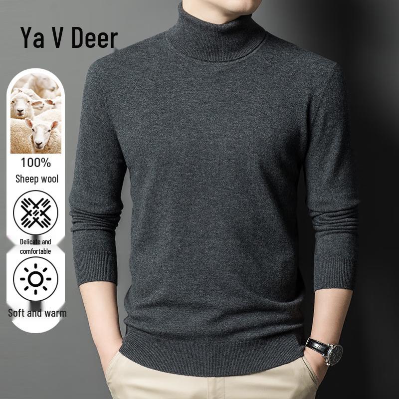 Yalu Men's 100% Wool Lightweight Turtleneck Sweater