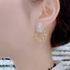 Retro Gold Geometric Circle Earrings: Light Luxury European & American Fashion Versatile Studs for Women