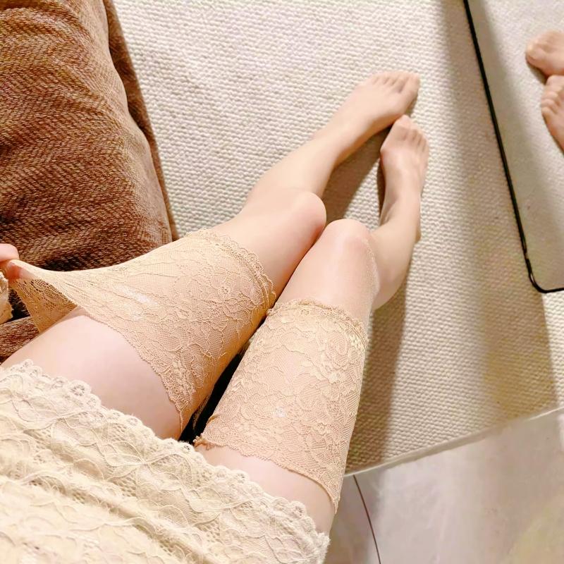 Multi-Colors Wide Lace Top Silicone Hold Up Thigh High Stockings 8D Oil-Like Shiny Pole Dance Clubwear Women Sexy Underwear