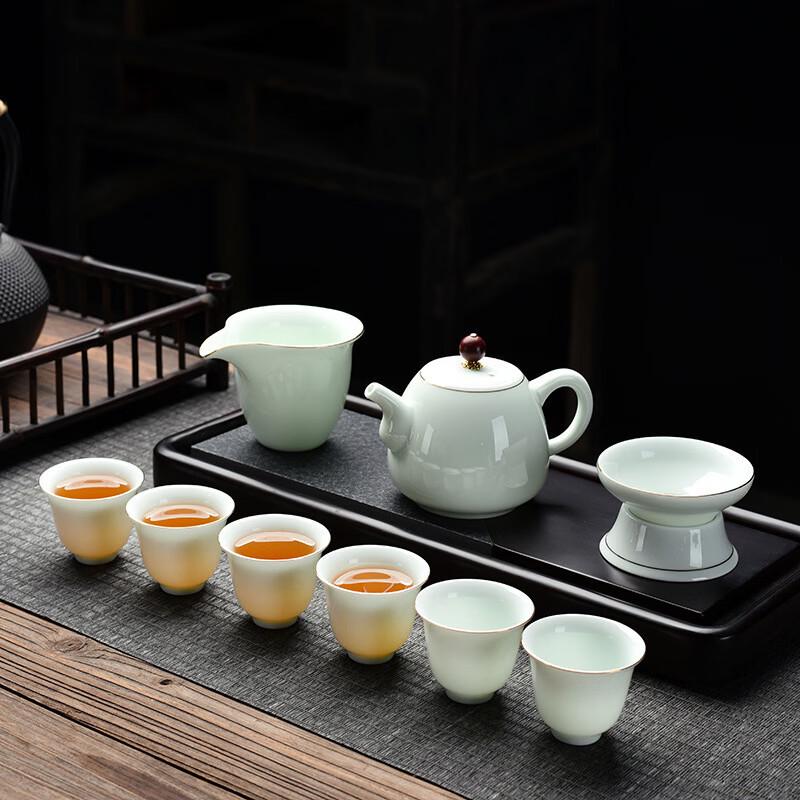 Handun Suet Jade Shadow Green Kung Fu Tea Set