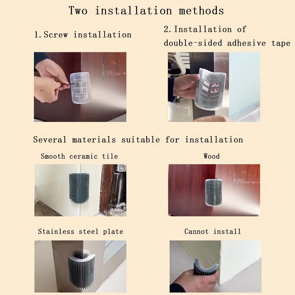 Softer Self Groomer with Catnip Wall Corner Massage Comb Scratcher Grooming Brush Tool for Long & Short Fur Kitten Cats Dogs