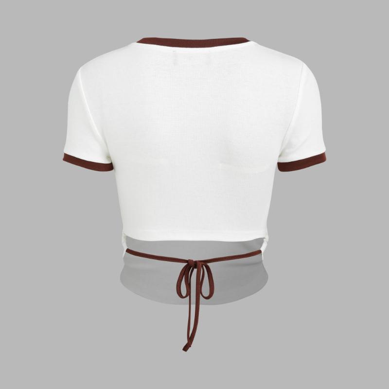 Summer Y2K Women's Sexy Letter Printed Umbilical Strap Top T-shirt