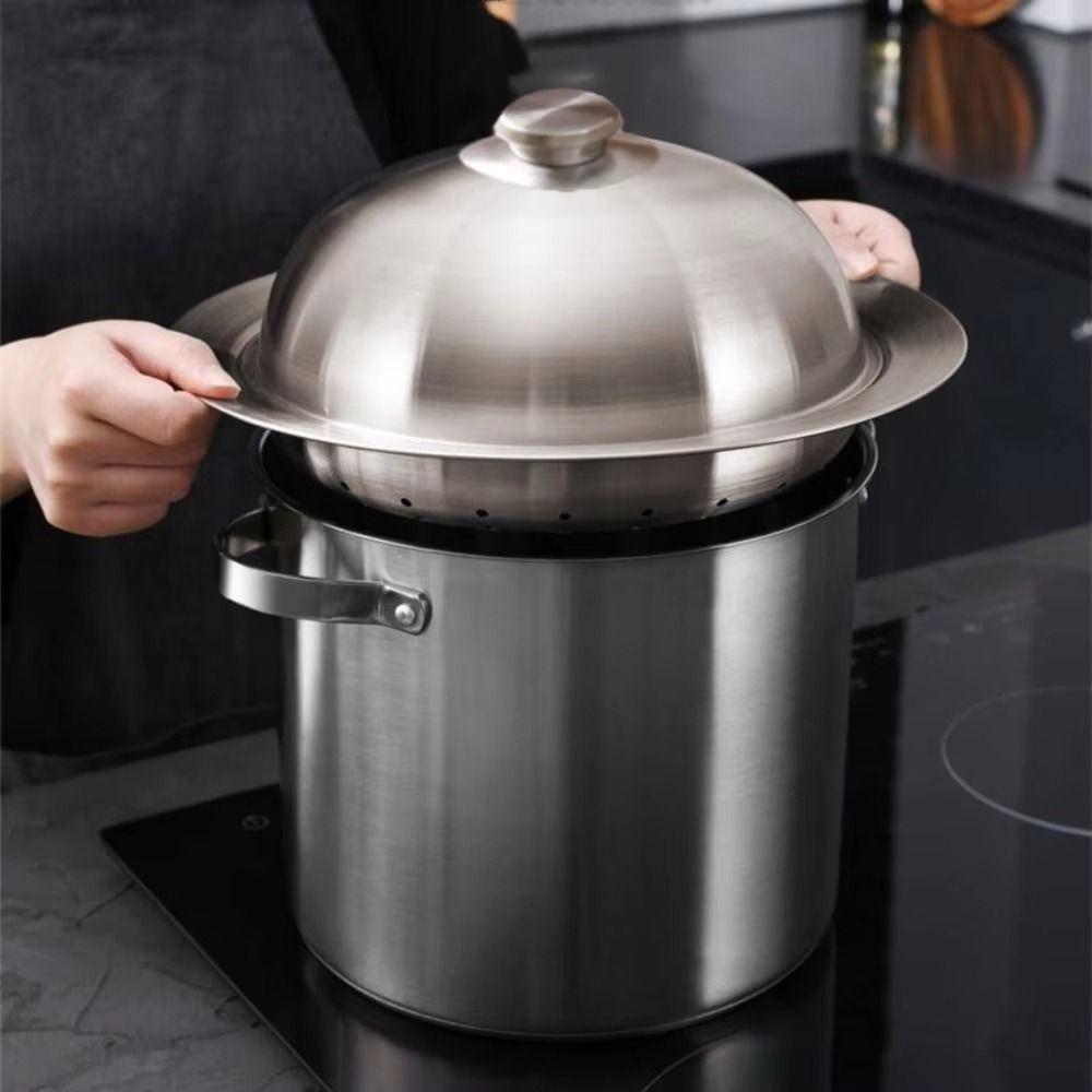 Portable Food Steam Plate with Lid Round Pot Insert Tray Flying Saucer Steaming Tray  Home