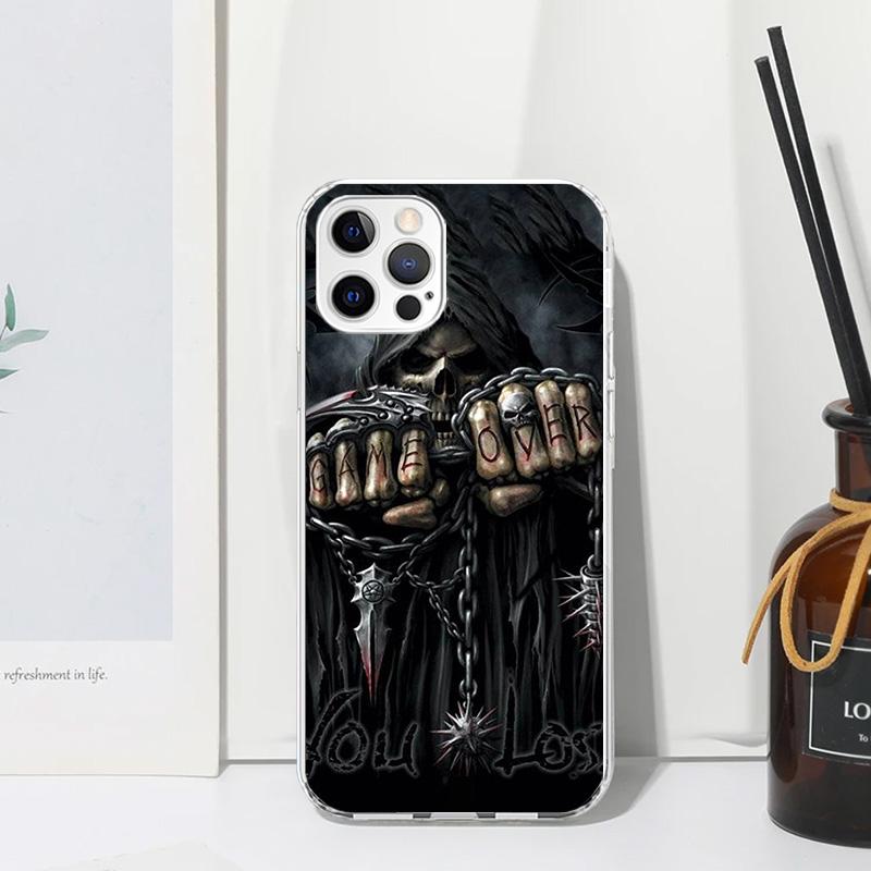 Grim Reaper Skull Skeleton Phone Case For Iphone 17 Air 16 15 Plus 16E 14 Pro Max 13 Mini 12 11 7 8 SE Fundas Soft Back Cover 17