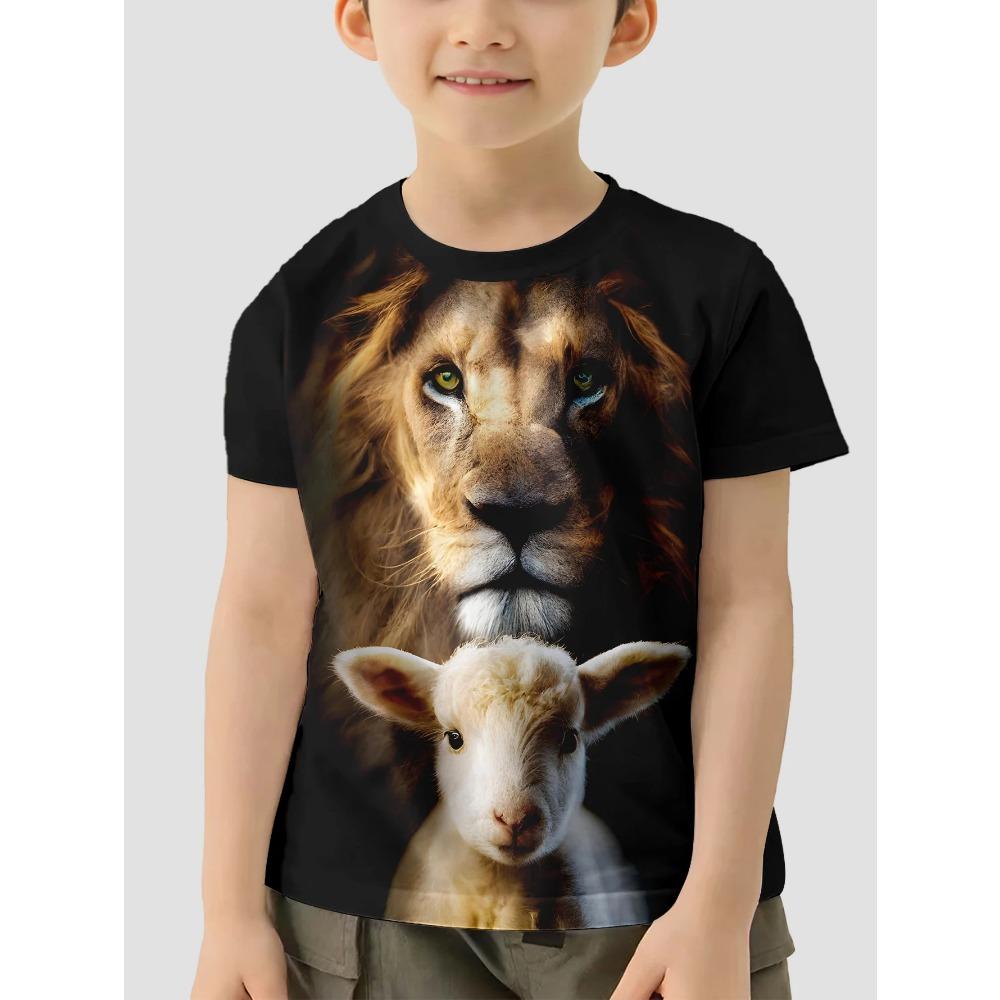 Clothes For Boys 3D Printed Animal T-Shirt Street Style Summer Comforts Casual Crew Neck Short Sleeves T-Shirts For Children