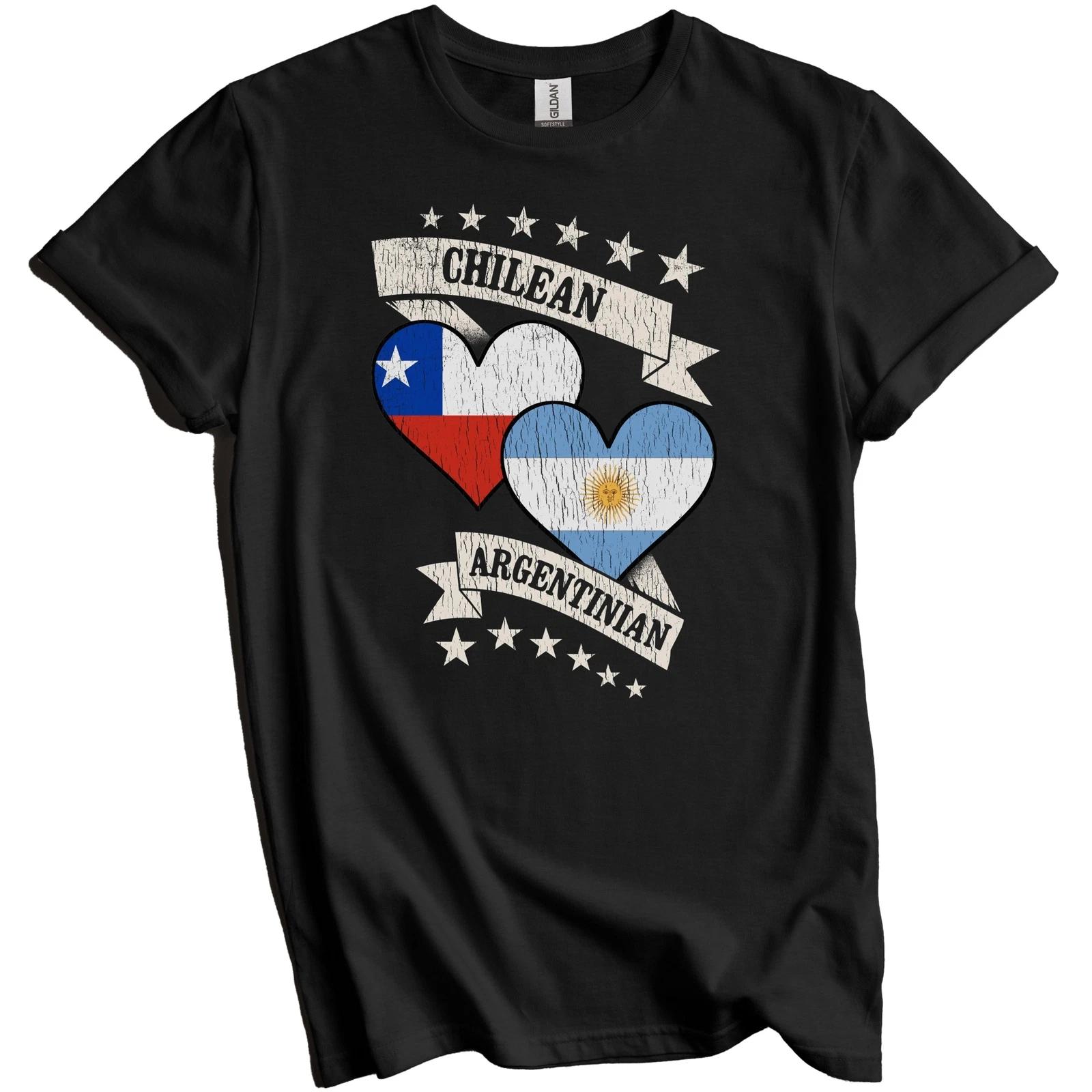 Chilean Argentinian Heart Flags Chile Argentina T-Shirt L