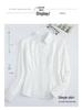 Women's Korean Style Slim Fit V-Neck White Long Sleeve Business Casual Shirt