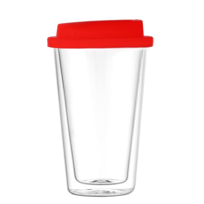 

Double Wall Borosilicate Glass Cup with Lid Insulated Coffee Mug for Home Use 350ml