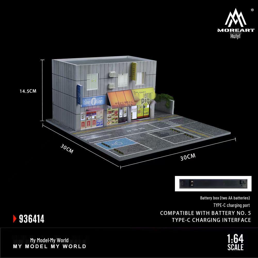 1/64 Scale Japanese Street Corner Shop with Lights Model