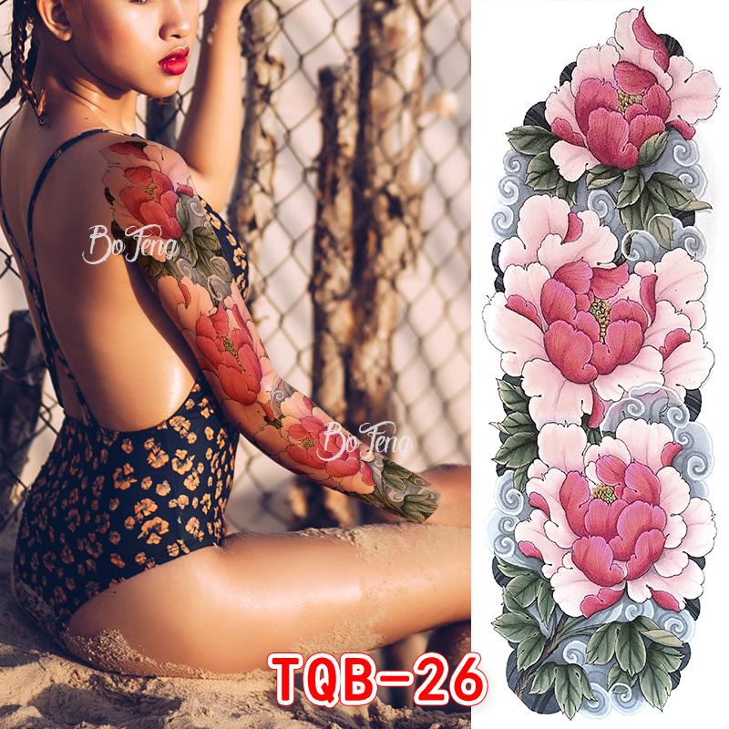 Waterproof Full Arm Floral Tattoo Stickers - Cross-Border Design for Europe & America