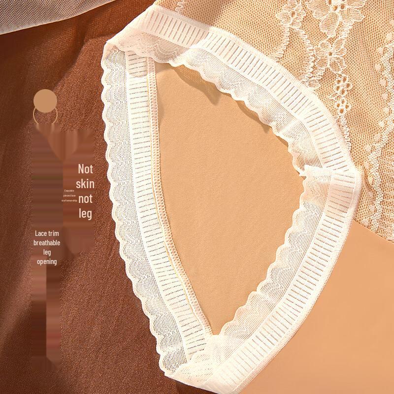 Women's Mid-Waist Hip-Covering Panties with Lace & Antibacterial Silk Crotch