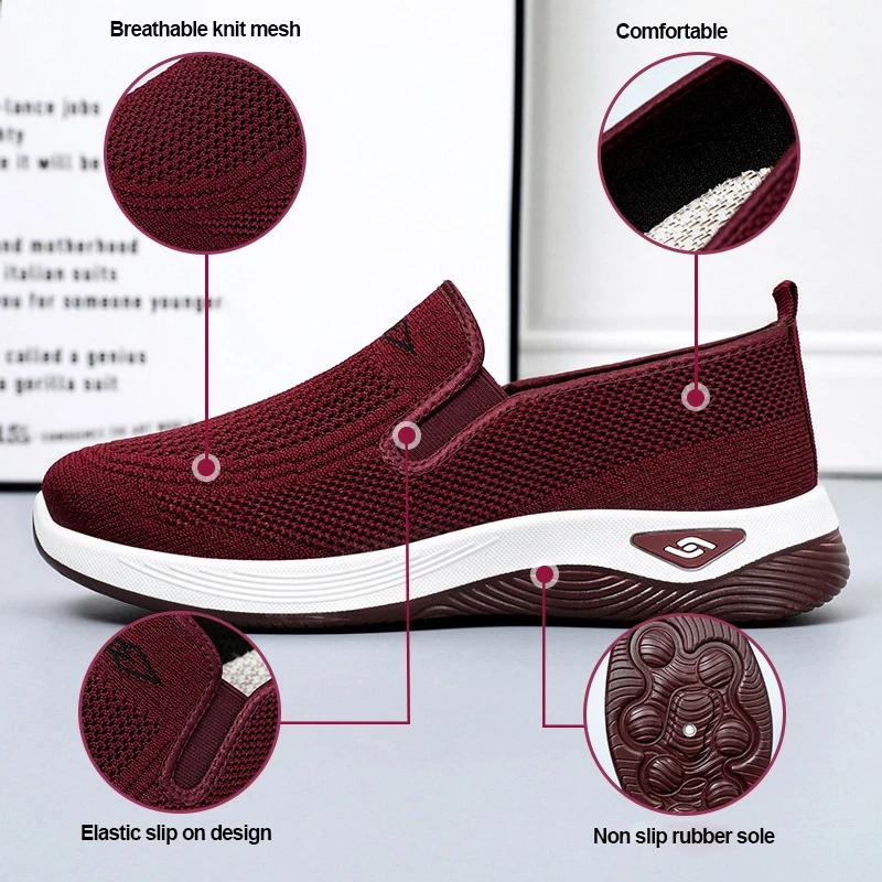 Fashion Lightweight Elastic Slip On Casual Shoes Woman Soft Sole Breathable Knitting Sneakers Woman Comfortable Non Slip Walking Shoes